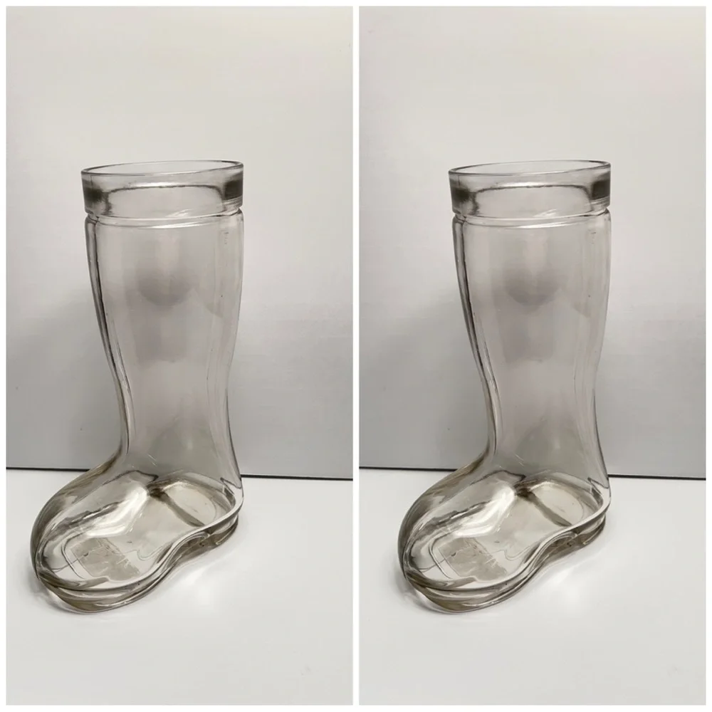 Target Vintage Clear Glass Boot Vase / Boot Shaped Drinking Glass. 9” Tall. BNWT
